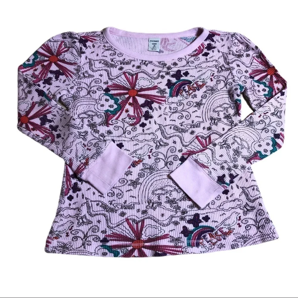 Old Navy Peace Love Design Girls Thermal Top
